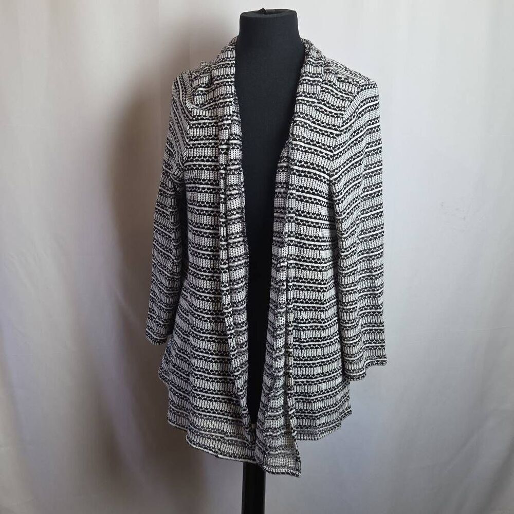 New Directions‎ Black and White Cardigan Sweater L
